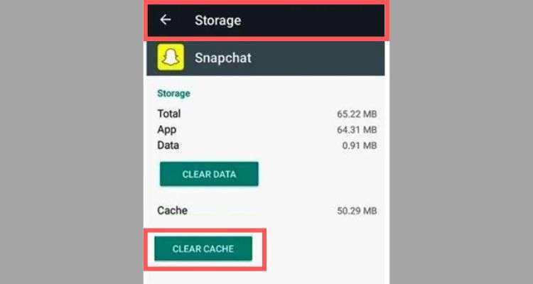 Inside settings, navigate to the Snapchat’s “Storage” option and tap on the “Clear cache” button to clear Snapchat app cache.